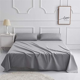 Flat BedSheet - Hotel Luxury 1-Piece Bedsheet, Bedding Set, Wrinkle & Fade Resistant, Hypoallergenic TopSheet (Grey, Twin Flat Sheet)
