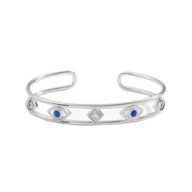 Alex and Ani AA765823SS,Evil Eye Crystal Cuff,Shiny Silver,Blue, Bracelets