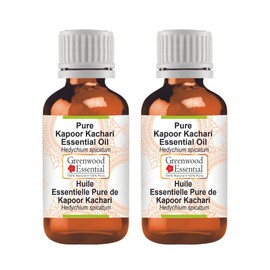 Greenwood Essential Pure Kapoor Kachari Essential Oil (Hedychium spicatum) Natural Pure Therapeutic Quality Steam Distilled (Pack of Two) 100 ml x 2 (6.76 oz)
