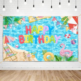 Pool Party Birthday Backdrop Summer Flamingo Pool Party Backdrop 3X5ft