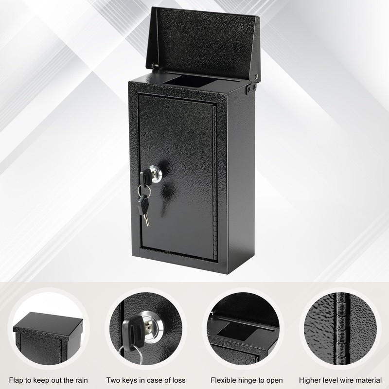 xydled Wall-Mounted Key Drop Box with Key Lock, Metal Mailbox,