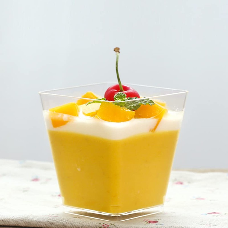 Jnnzzggu 50Pcs Square Mini Plastic Dessert Cups,3.5Oz Clear Plastic Parfait