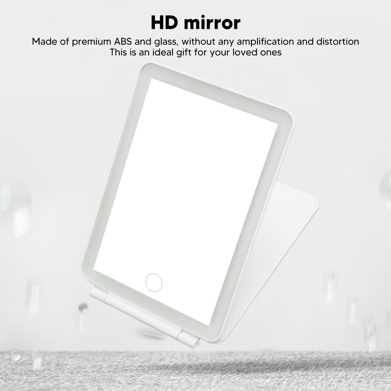 LED Rechargeable Travel Vanity Mirror Folding Portable Lighted Makeup Beauty