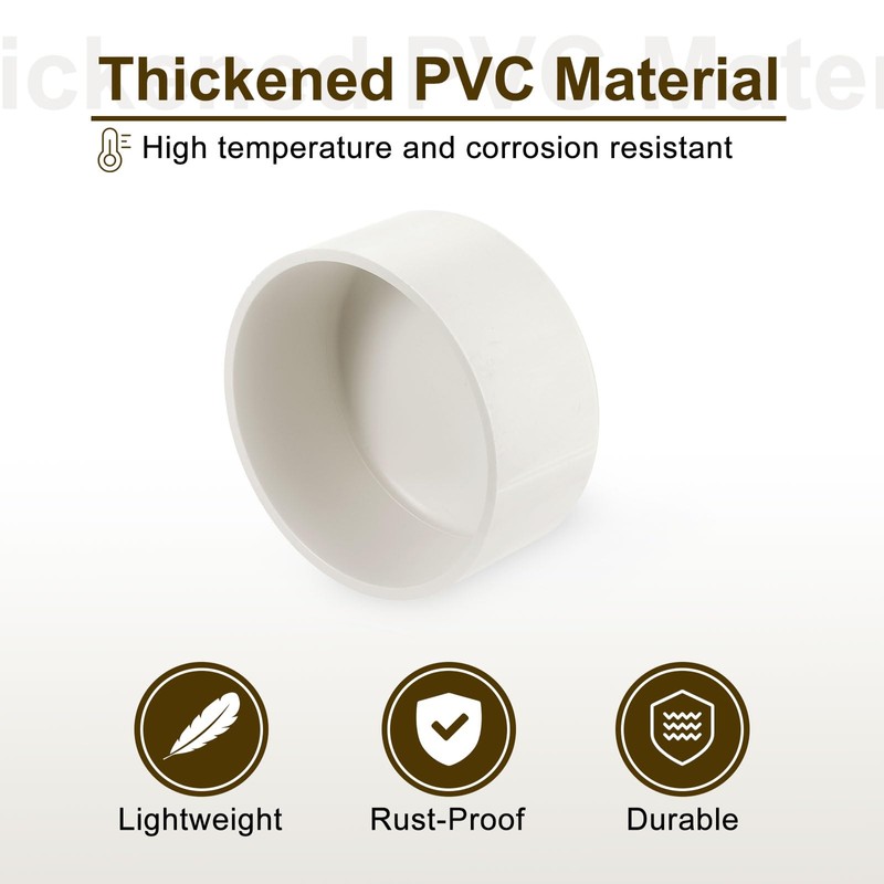 sourcing map 2Pcs PVC Pipe End Cap Fitting, 4.3" Furniture
