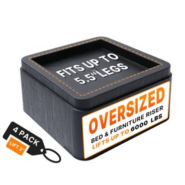 JONHWI Bed Risers, Oversized Furniture Risers Fit Up to 5.5" Legs, 3 inch Raise Blocks for Bed Couch Desk Sofa Table Lifts, Furniture Legs Lifters Support up to 6000 Lbs (Black, 4 Pack Set)
