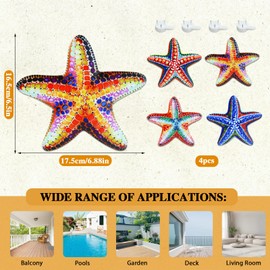 4 Stück Metall Seestern Wandkunst Dekor, Outdoor-Dekoration, Garten, Metall-Wandkunst zum Aufhängen für Zuhause, Ozean-Themen-Party-Dekorationen, Wandskulpturen für Innenbereich, Badezimmer,