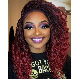 Goddess Box Braids Crochet Hair 10 Inch Bohemian Box Braids Crochet Hair with Curly Ends Boho 3X Synthetic Crochet Braiding Hair for Black Women (7 pack, 1b/bug#)