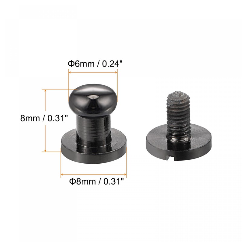 sourcing map 5 Set 6mm Solid Brass Round Head Stud