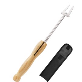 TOZBLEU Barbecue Skewers, 1 Piece Barbecue Forks Skewers, Extendable, Stainless Steel Wooden Handle, Long Campfire, Telescopic Extendable Kebab Skewers, Meat Fork, Used for Campfire, Barbecue and