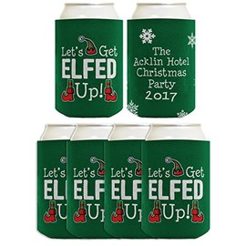 Customized Christmas Can Coolies Let's Get Elfed Up Your Text Christmas Party Decorations Office Christmas Party Favors 6 Pack Can Coolie Drink Coolers Coolies Christmas