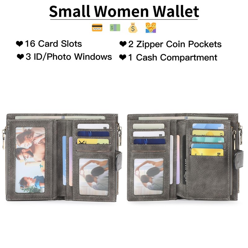 GOIACII Women's Vintage Leather Wallet, RFID Blocking Large and Long