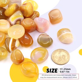 Hilitchi Yellow Agate Stone Tumbled Stones for Plants Cacti & Succulents Bedding, Vase Filler, Landscape Bottom Decoration (About 1lb(455g)/Bag)