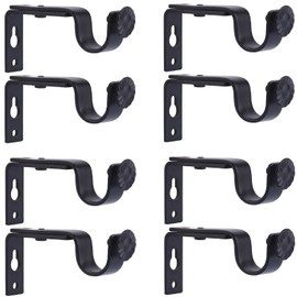 Anndason Heavy Duty Curtain Rod Brackets for 3/4 or 5/8 Inch Rod, Black Color, (Set of 8)