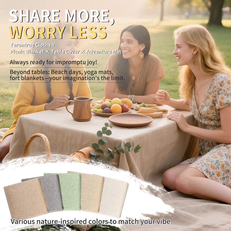 Pack of 2 Linen Look Rectangular Tablecloths 100 x 140