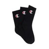 Champion Kids C Logo Crew Socks (3 Pack), Black, Medium