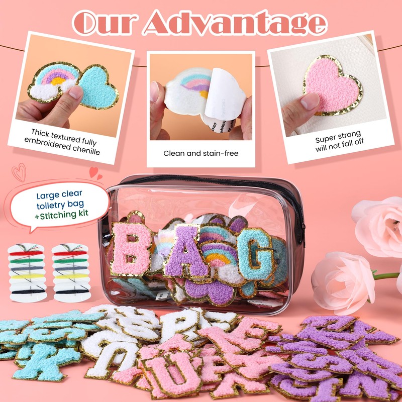 120 Pcs Self-Adhesive Chenille Letter Patches for Backpacks
