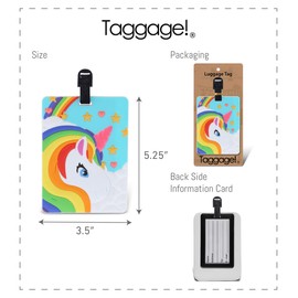 Taggage! Unicorn Luggage Tag - Unique Fun Fantasy Novelty Travel Tag For Luggage, Cute Rainbow Sparkly Unicorn Travel ID Identification Label For Suitcase, Backpack & Sports Bag - Tags for Men & Women