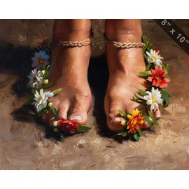 A Floral Anklet oil painting 8x10 print