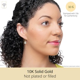 Solid 10K Yellow Gold Cushion Cut Amethyst Dangle Earrings | 8mm Gemstone February Birthstone Purple Dangle Earrings | Checkerboard 10 Karat Gold Leverback Earring for Women by MAX + STONE