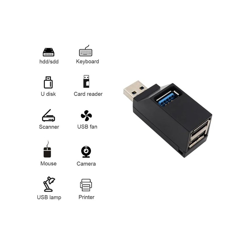 HKM Compact & Powerful: Mini USB Hub with 3 Ports