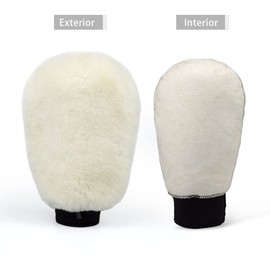 Gracefur Car Wash Mitt Real Sheepskin Wash Mitt Ultra-Soft Extra Large Size Scratch-Free Wash Mitt (No Fingers, White)