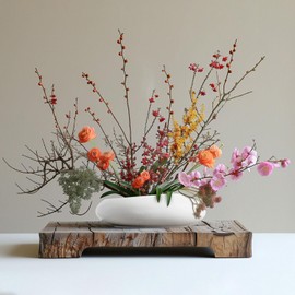 Elifinds Flower Frog Vase Kit, Ikebana Floral Arrangement, Ceramic Water Drop Pot Flower Arrangement Vase Kit (White Large Size)