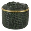 Ebros Gift Faux Crocodile Pattern Textured Green Print Gold Oval