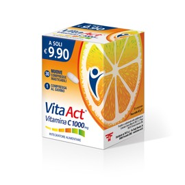 Vitamina C Act 1000mg, Integratore Alimentare in Compresse Masticabili, a base di Vitamina C - Confezione da 30 Compresse Masticabili