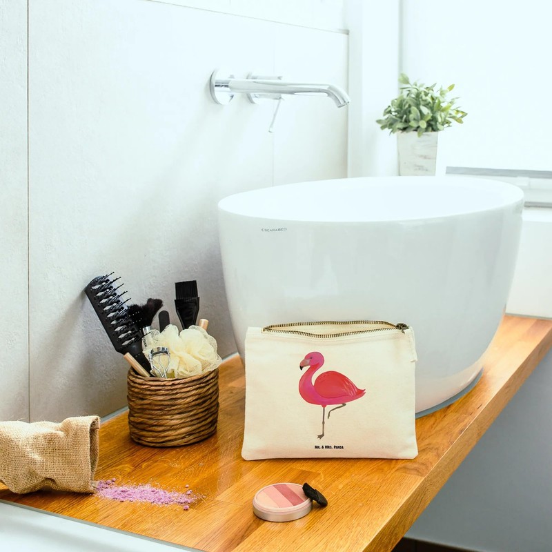 Mr. & Mrs. Panda M Flamingo Classic Make-Up Bag, White,