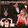 Nasjac Flor Rosa Eterna,Collar y Pendientes,Oso LED,Regalo Ideal para Mujer