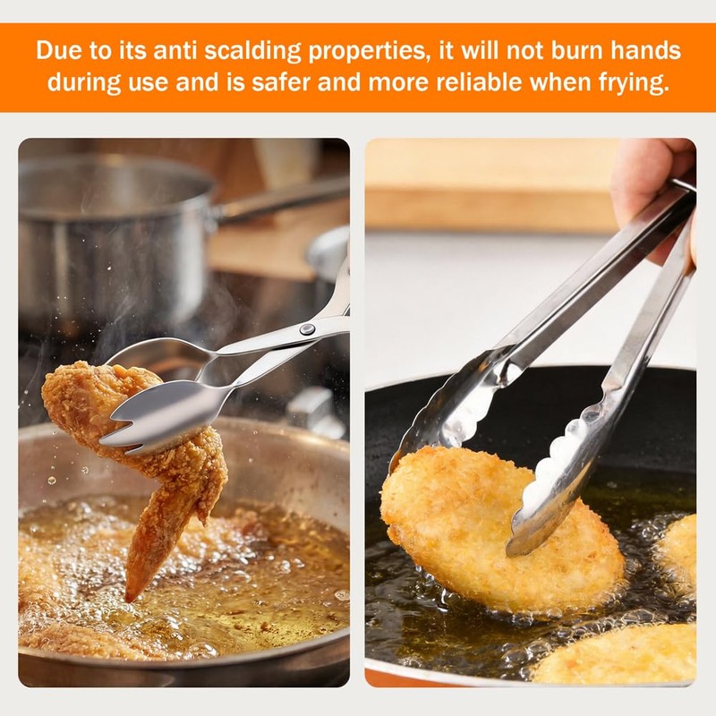 3‑Pack Stainless Steel Kitchen Serving Tongs for Buffet Party Catering