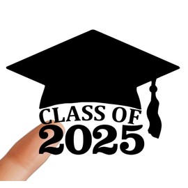 100 x 2025 Graduation Hat Stickers, Grad Cap Vinyl Decal, Graduation Ceremony Labels, Graduation Announcement, Grad Party Envelope Seals, Envelope Sealing Stickers, 2 x 1.5 inch (Black)