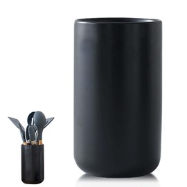 Aicharynic Kitchen Utensil Holder, Ceramic Utensil Holder 17.6 x 10.1 cm, Container for Kitchen Utensils, Cutlery Container, Modern Cooking Utensil Holder for Kitchen Helper Storage, Black