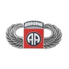 Silver Paratrooper Wings with 82nd Airborne Division Lapel Pin, Platinum