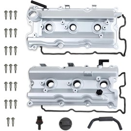 MILIPARTS Upgrade Aluminum Engine Valve Cover Set w/Gaskets Compatible with 2003-2008 Nissan 350Z Infiniti G35 FX35 M35 VQ35DE 3.5L V6 Replaces Parts 13264-AM600 13264-AM610 (Silver)