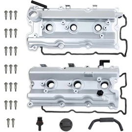 MILIPARTS Upgrade Aluminum Engine Valve Cover Set w/Gaskets Compatible with 2003-2008 Nissan 350Z Infiniti G35 FX35 M35 VQ35DE 3.5L V6 Replaces Parts 13264-AM600 13264-AM610 (Silver)