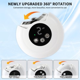 VHV Electric Nail Clipper, 2-in-1 Nail Trimmer with 360° Rotation, 3-Speed Adjustable Electric Nail Cutter with LED Light & Nail Chip Memory, Safe & Easy Nail Care for Adults, Babies, Seniors.