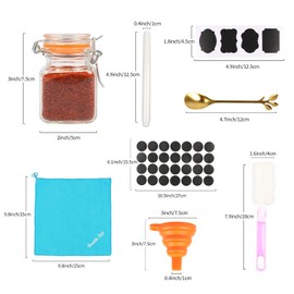 Homelike Style 3.4 oz Small Glass Spice Jars with Lables, 24 Pack Empty Mini Square Spice Bottles with Airtight Flip Top Lids, Chalkboard Labels and Collapsible Funnel for Home and Kitchen