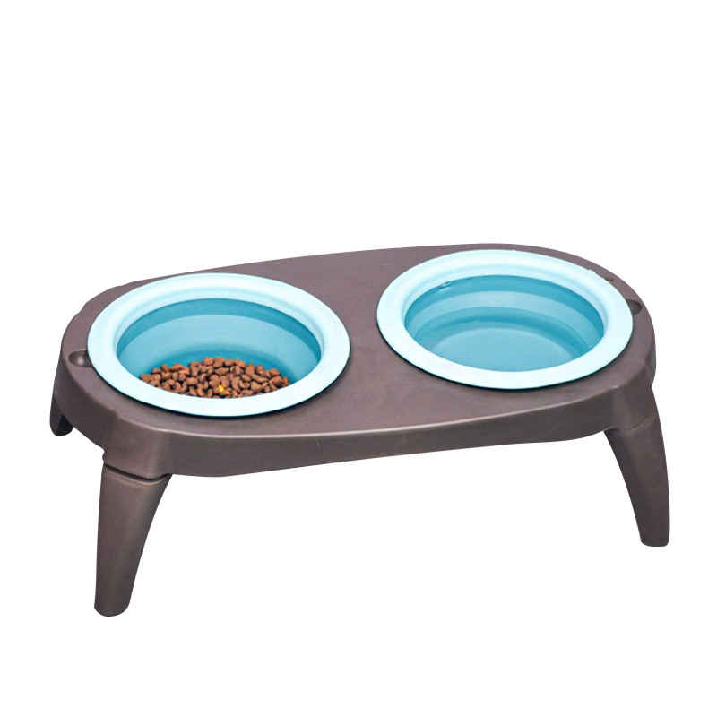 Foldable Silicone Double Bowl Lightweight Slip Resistant Double Traveling Dog