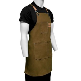 ChefsCloset Cotton Elmwood Cross Back Apron, Coffee Brown
