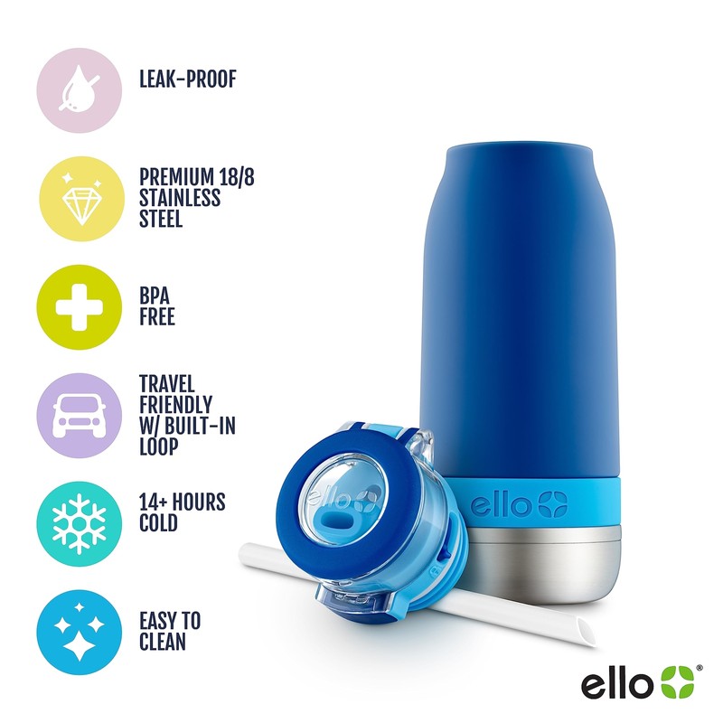 Ello Emma 14oz Kids Vacuum Insulated Stainless Steel Water Bottle