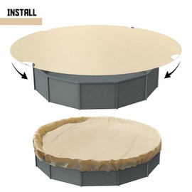 TANG 22' ft Round Pool Covers for 18 Feet Round Above Ground Tank Spa Pool Covers Winter Leaf Pool Covers Wire Rope Hemmed All Edges 4ft Overlap, Trampoline Cover (18', Beige)