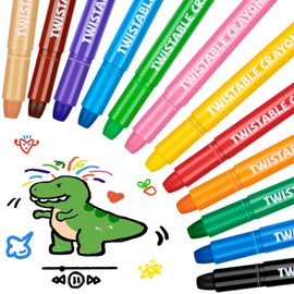 KERIFI Washable Jumbo Crayons, 12 Colors Silky Smooth Watercolor Gel Crayons Set, Twistable Non-Toxic Crayons for Kids 2-4 and 4-8, Art Supplies for Coloring Book for Gifts and School Projects