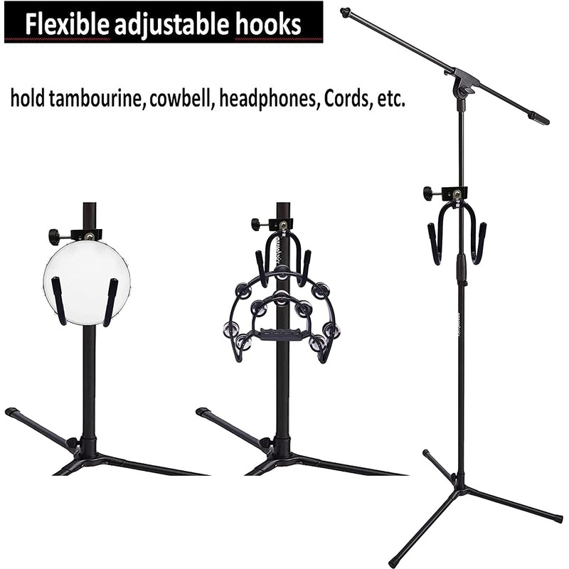 Clamp-On Headphone Headset Tambourine Holder Cowbell Hanger Clip Microphone Stand,