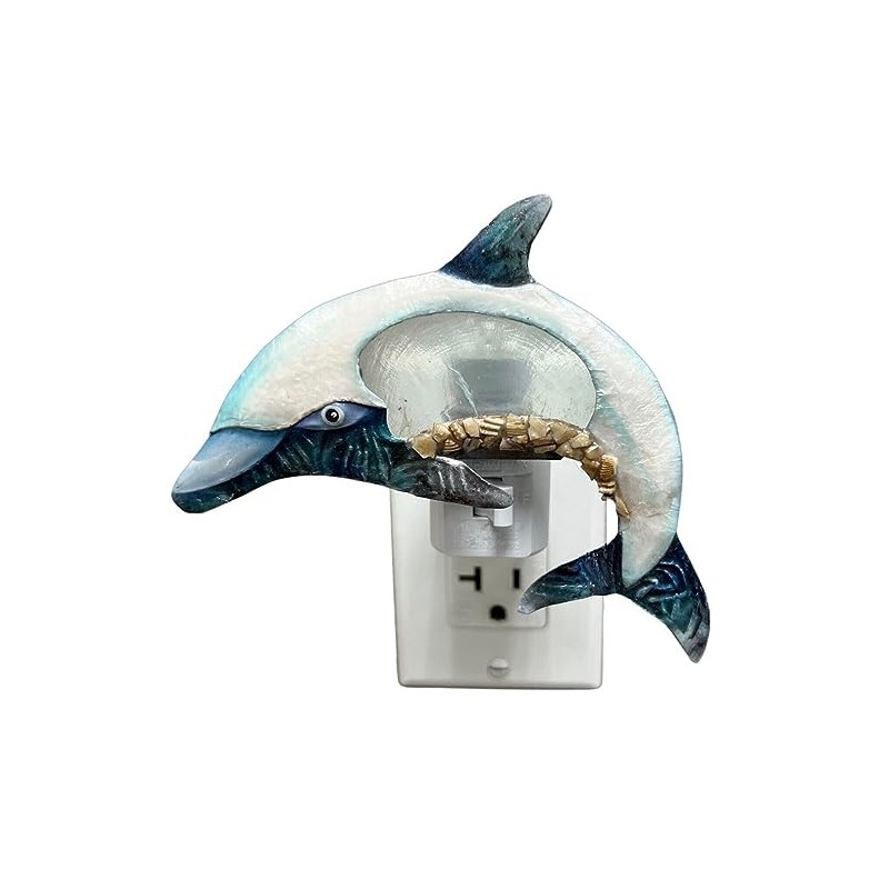 Blue Dolphin Capiz Shell Plug in Night Light