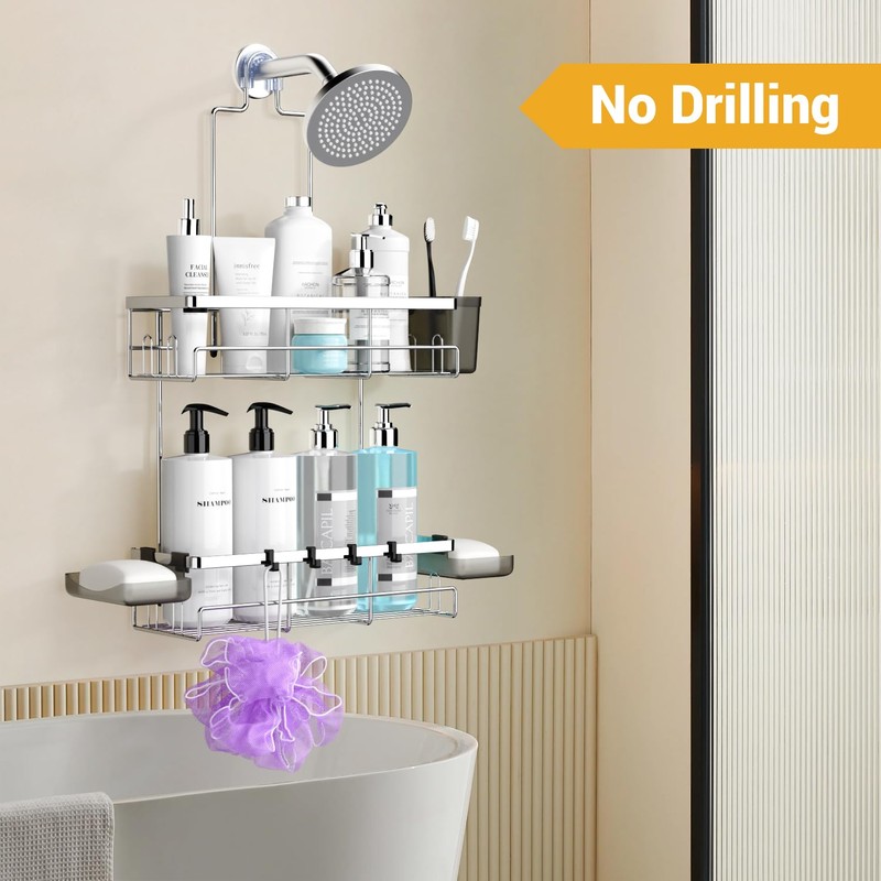 AKTECKE Shower Caddy Hanging Bathroom Organizer: Rustproof Shower Shelf for