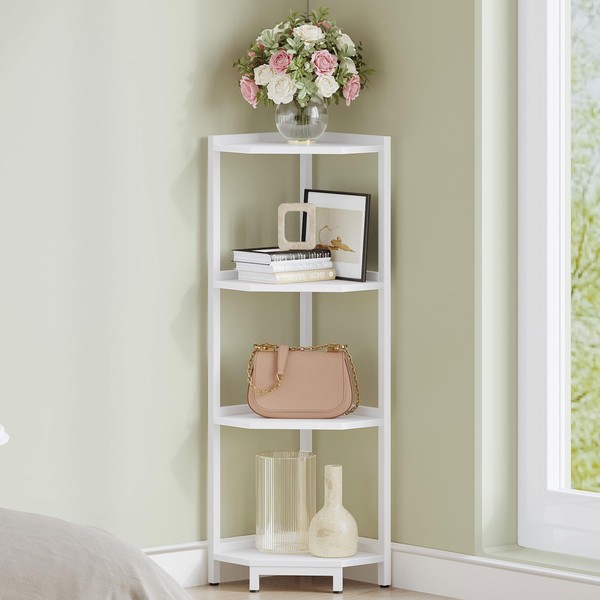 Hzuaneri Corner Shelf Stand, Corner Bookshelf, Storage Standing Shelf Unit