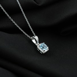 GEMKORA Real Sky Blue Topaz Crystal Pendant Necklace, Natural Gemstone, Birthstone Crystal, Healing Stone, Gift for Women Mom Her, Statement Jewellery, 925 Sterling Silver 18 inch