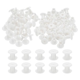PATIKIL M5x6mm Plastic Binding Post, 50 Sets Plastic Chicago Screws Binding Screw Rivet Post Press-on Buckle for Leather Scrapbook Photo Albums, White