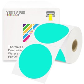 YOULAISHI 3 X 3 Inch Color Coding Dot Labels Circle Thermal Printable Waterproof 500 Pcs Round Stickers Adhesive Writable for Office, Home, Garage, DIY Sticker, Barcodes, Name Tag, Watercolor Green